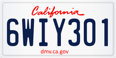 CA license plate 6WIY301