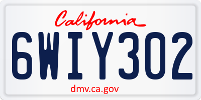 CA license plate 6WIY302