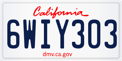 CA license plate 6WIY303