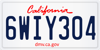 CA license plate 6WIY304