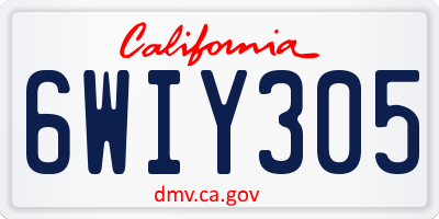 CA license plate 6WIY305