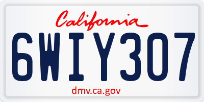 CA license plate 6WIY307