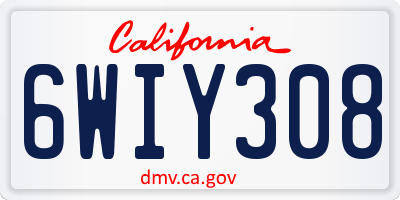 CA license plate 6WIY308