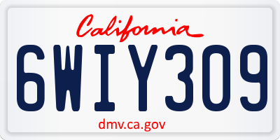 CA license plate 6WIY309