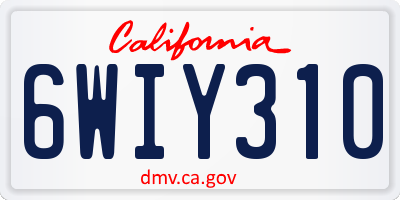 CA license plate 6WIY310