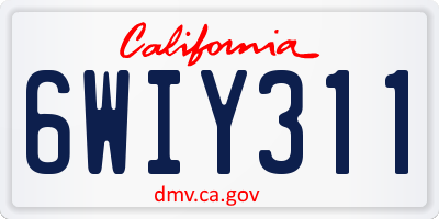 CA license plate 6WIY311