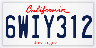 CA license plate 6WIY312