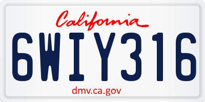 CA license plate 6WIY316