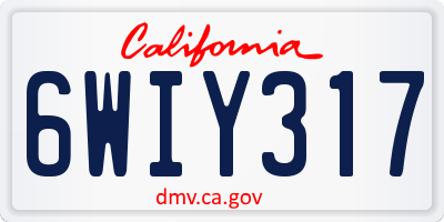 CA license plate 6WIY317