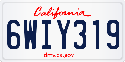 CA license plate 6WIY319