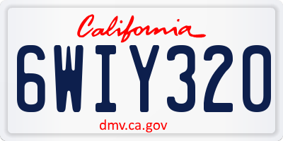 CA license plate 6WIY320