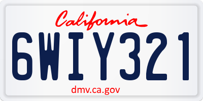 CA license plate 6WIY321