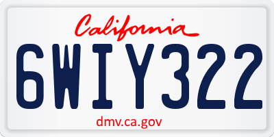 CA license plate 6WIY322