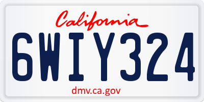 CA license plate 6WIY324