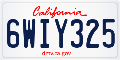 CA license plate 6WIY325
