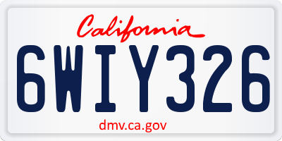 CA license plate 6WIY326
