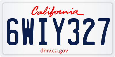 CA license plate 6WIY327