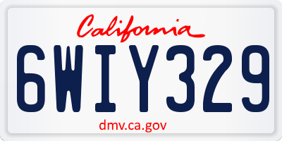 CA license plate 6WIY329