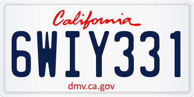CA license plate 6WIY331