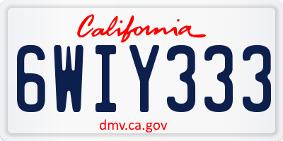 CA license plate 6WIY333