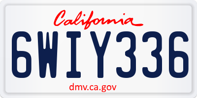 CA license plate 6WIY336