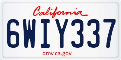 CA license plate 6WIY337