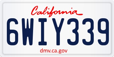 CA license plate 6WIY339