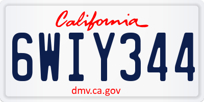 CA license plate 6WIY344