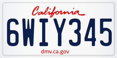 CA license plate 6WIY345