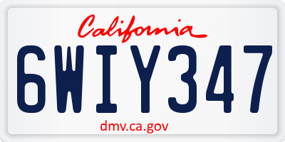 CA license plate 6WIY347