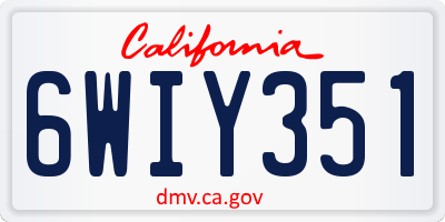 CA license plate 6WIY351