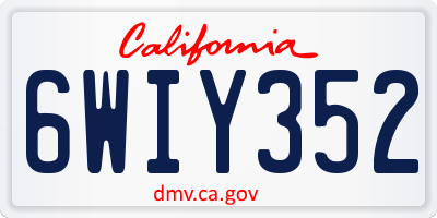 CA license plate 6WIY352
