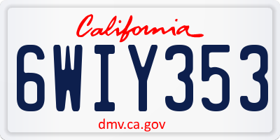 CA license plate 6WIY353