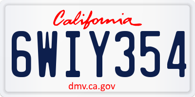 CA license plate 6WIY354