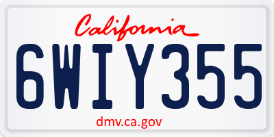 CA license plate 6WIY355