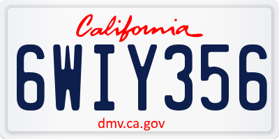 CA license plate 6WIY356