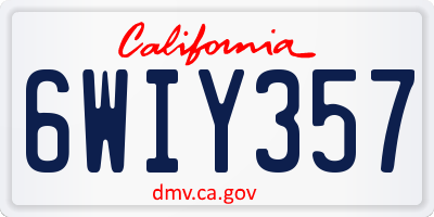 CA license plate 6WIY357