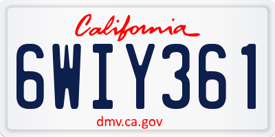 CA license plate 6WIY361