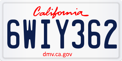 CA license plate 6WIY362