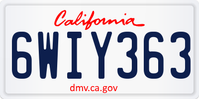 CA license plate 6WIY363