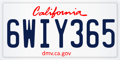 CA license plate 6WIY365