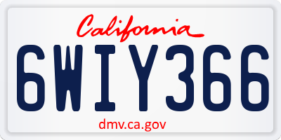 CA license plate 6WIY366