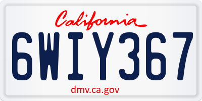 CA license plate 6WIY367