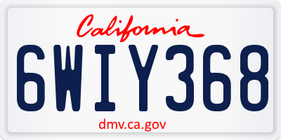 CA license plate 6WIY368