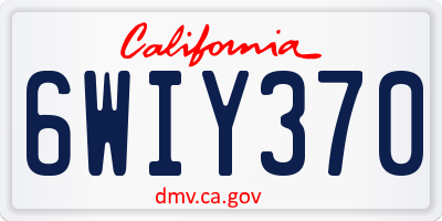 CA license plate 6WIY370