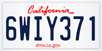 CA license plate 6WIY371