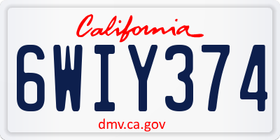CA license plate 6WIY374