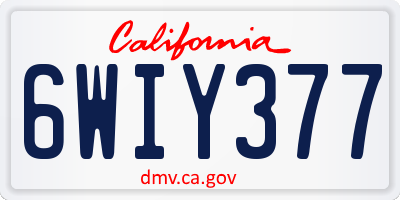CA license plate 6WIY377