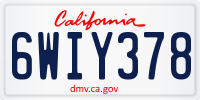 CA license plate 6WIY378