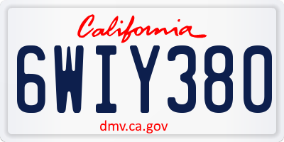 CA license plate 6WIY380